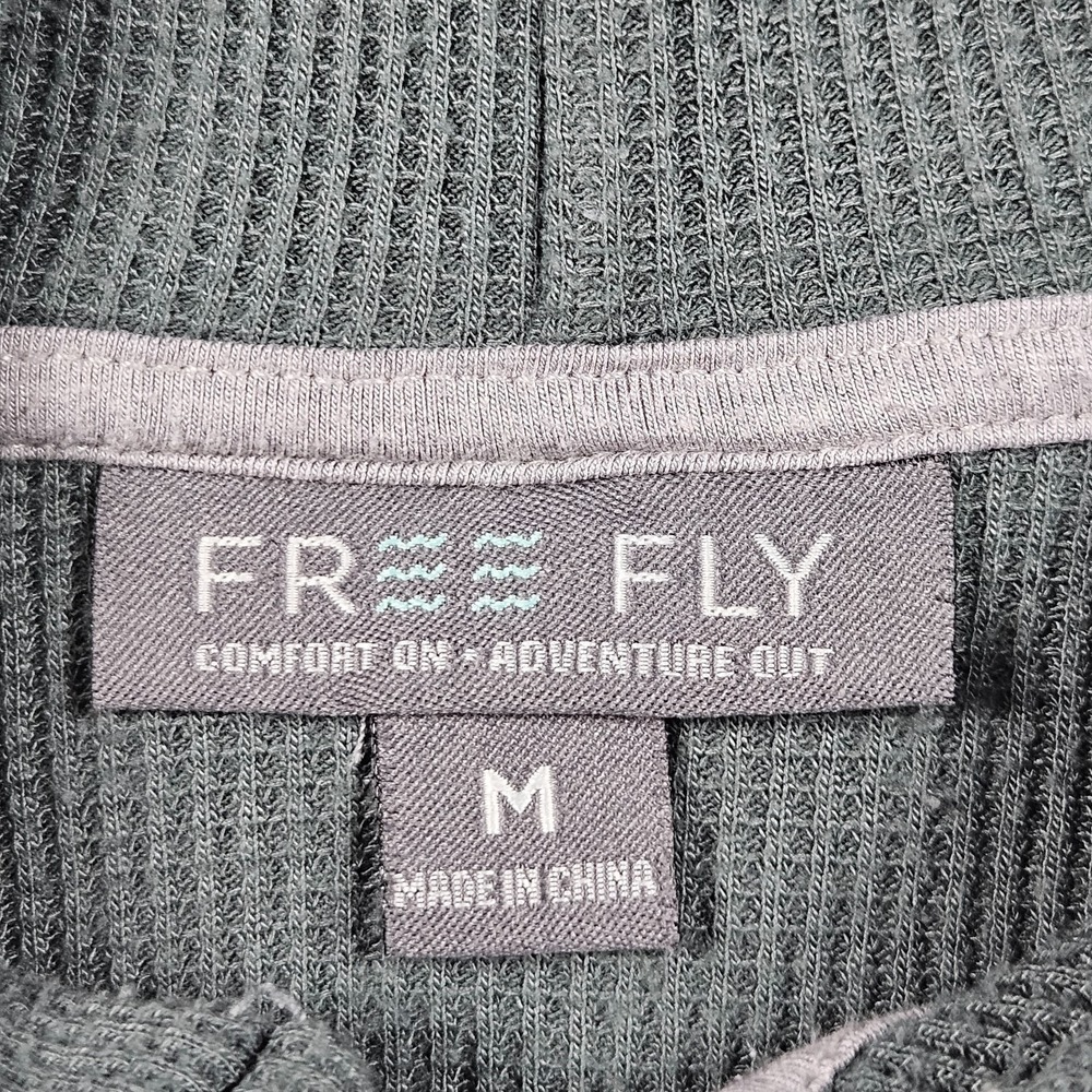 Free Fly Bamboo Lightweight Hoodie Mens Medium Green Waffle Kit Henley Fishing - Picture 3 of 9
